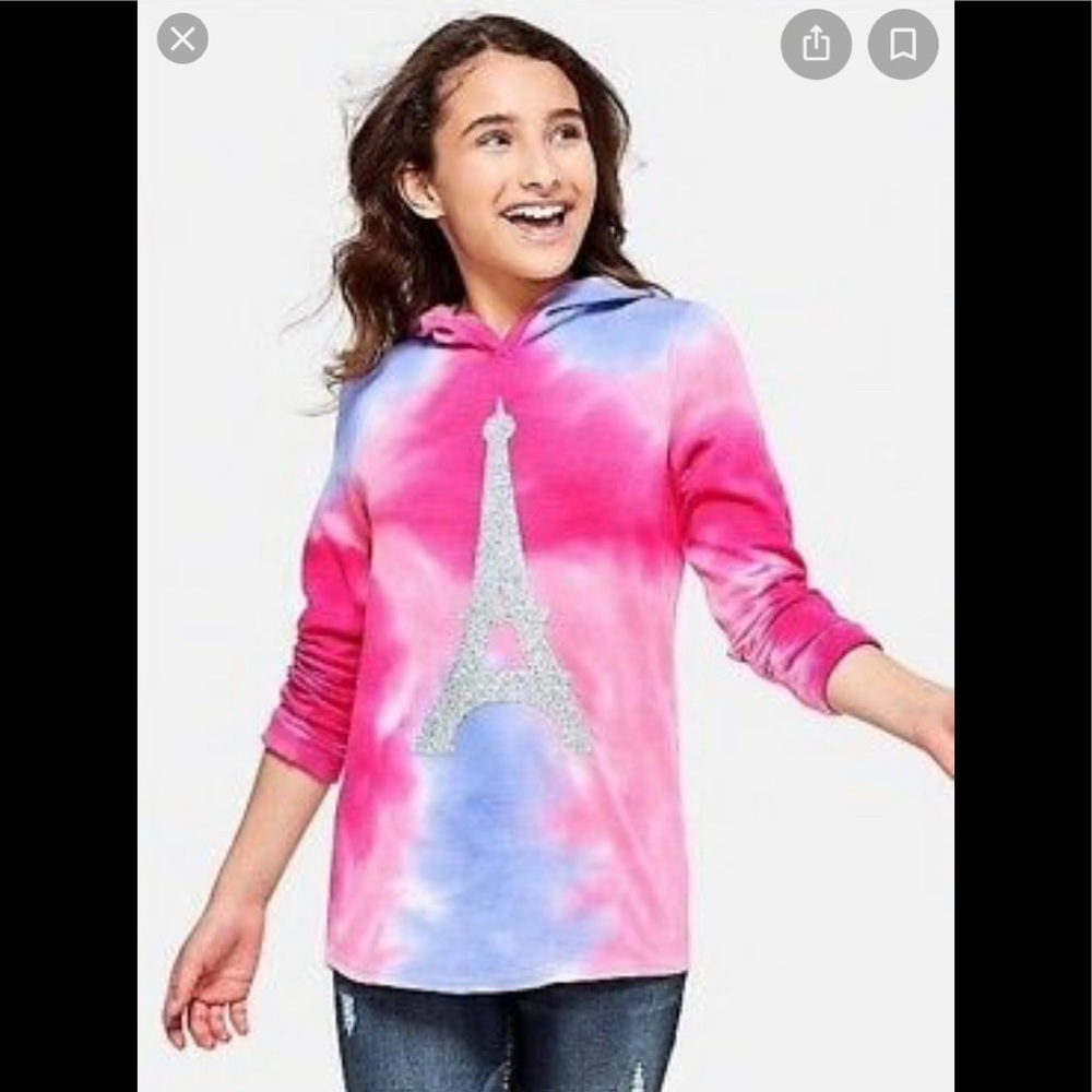 Justice tie dyed Eiffel Tower hoodie
